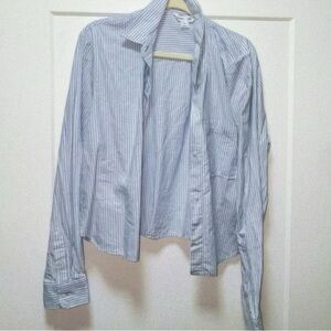 Old Navy Light Blue & White Striped Button-Down Shirt - Women
